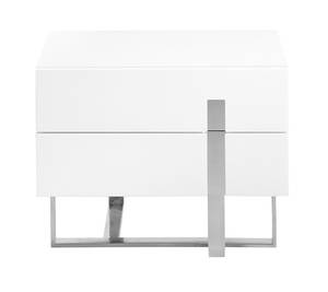 Table de chevet en bois blanc et acier Blanc - Bois manufacturé - Métal - 60 x 45 x 42 cm