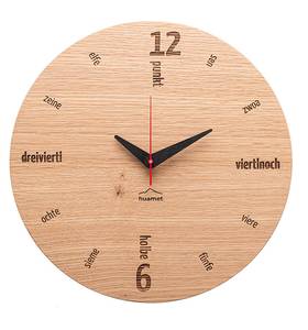 Horloge murale design Kultuhr oak round Beige - Bois/Imitation - En partie en bois massif - 30 x 30 x 4 cm