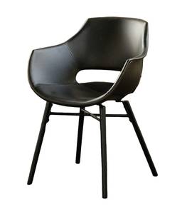 Schwarzer Stuhl mit Sitzschale aus Kunstleder & Kunststoff