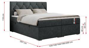 Boxspringbett ALDA Breite: 200 cm - H3 - Textil