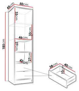 Standregal Vinxor 1D2SZ Weiß - Holzwerkstoff - 50 x 185 x 45 cm