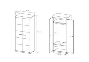 Armoire vitrine LINK G80 LED Beige - Bois manufacturé - Matière plastique - 80 x 194 x 54 cm