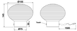 Tischlampe Sabar 2er SET Schwarz - Braun - Grau - Glas - Metall - 15 x 14 x 15 cm