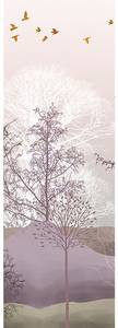 affiche montagnes avec des arbres Mauve - Fibres naturelles - Textile - 90 x 270 x 270 cm