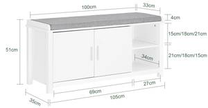 Schuhbank FSR168-W Weiß - Holzwerkstoff - 105 x 51 x 35 cm