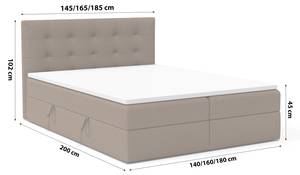 Boxspringbett Kolumbo Braun - Breite: 185 cm