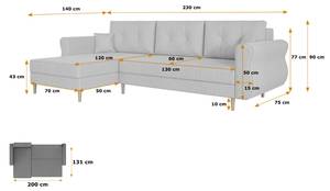 Ecksofa HERMES-L Grau - Hellgrau