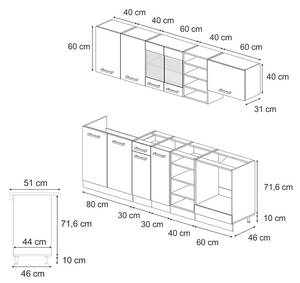 Einbauküche in L-Form R-Line 41012 Blaugrau - Weiß