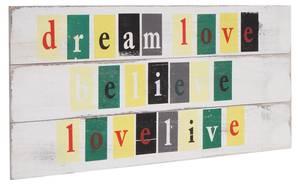 Wandschild Love-Life Shabby-Look Weiß - Holzart/Dekor - Holz teilmassiv - 60 x 30 x 8 cm