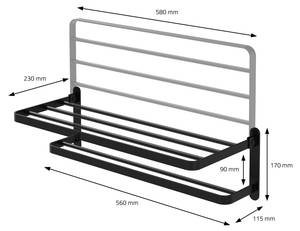 Handtuchhalter ohne Bohren Schwarz - Metall - 21 x 17 x 58 cm