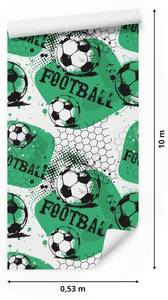 Tapete FUßBALL Sport Aufschriften Schwarz - Grün - Weiß - Papier - Textil - 53 x 1000 x 1000 cm