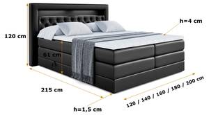 Boxspringbett NOEL GOLD KING Hochglanz Schwarz - Breite: 180 cm