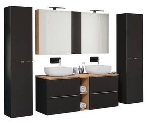 Badezimmermöbelset mit Doppel-Waschtisch Grau - Holzwerkstoff - 250 x 190 x 48 cm