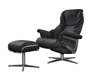 Relaxsessel MODO Leder mit Hocker Schwarz