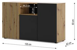 Sideboard AURIS SB135 3D Beige - Holzwerkstoff - Kunststoff - 135 x 82 x 42 cm