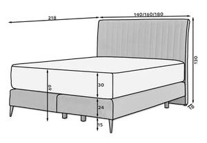 Boxspringbett BASALIC Braun - Breite: 140 cm