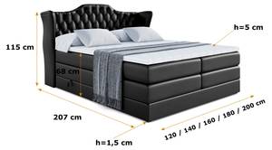 Boxspringbett VILA KING Hochglanz Schwarz - Breite: 200 cm