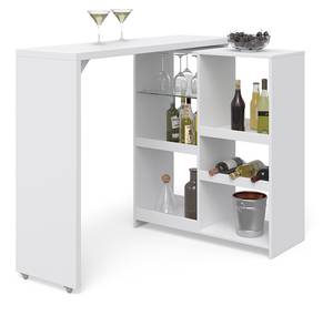 Table de bar Vega blanche Blanc - Bois manufacturé - 138 x 110 x 39 cm