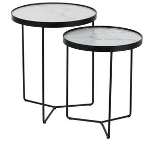 Set de 2 tables gigognes rondes Blanc - Métal - 45 x 55 x 45 cm