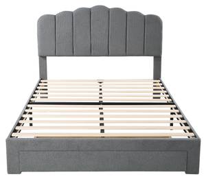 Jugendbett Jakob Grau - Holzwerkstoff - Metall - Massivholz - 140 x 105 x 204 cm