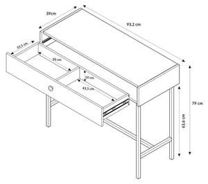 Schminktisch DIVENOS Grau - Holzwerkstoff - 94 x 79 x 39 cm