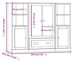 Highboard 3er Set DE1845 Weiß