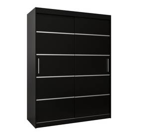 SCHWEBETÜRENSCHRANK VERONA 1 Schwarz - Grauspiegel - Breite: 150 cm