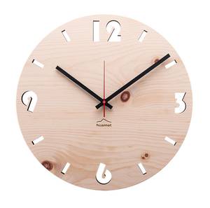 Design Wanduhr Duhrchbruch Zirbe rund Beige - Holzwerkstoff - Holz teilmassiv - 30 x 30 x 4 cm