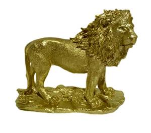 Skulptur Löwe Gold Gold - Kunststoff - Stein - 33 x 25 x 14 cm
