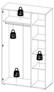 l' armoire Petra Blanc - En partie en bois massif - 119 x 201 x 50 cm