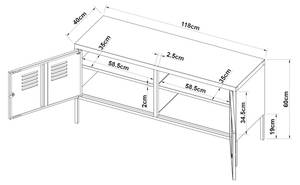 Buffet Pyhtää Blanc - Métal - 118 x 60 x 40 cm