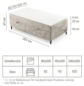 Boxspringbett Araya Grau - Breite: 90 cm - H2