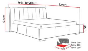 Polsterbett Milano Weiß - Breite: 160 cm