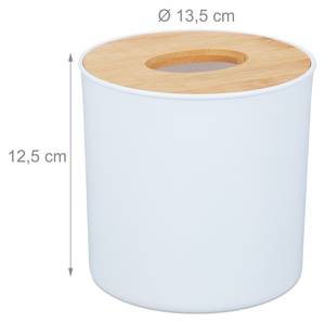 Boîte de mouchoir avec couvercle Marron - Blanc - Bambou - Matière plastique - 14 x 13 x 14 cm