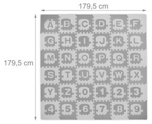 Puzzlematte ABC und Zahlen Grau - Weiß - Kunststoff - 180 x 1 x 180 cm