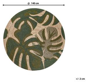 Tapis tressé BAYAT Beige - Vert - Fibres naturelles - 140 x 140 x 140 cm