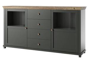 Sideboard mit Glaseinsätzen & LED-Licht Grün - Holzwerkstoff - 181 x 93 x 42 cm