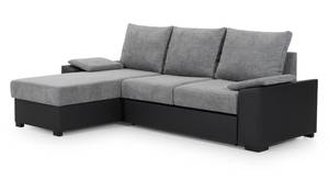 Ecksofa LUSS Schwarz - Silber / Grau - Silbergrau - Ecke davorstehend links