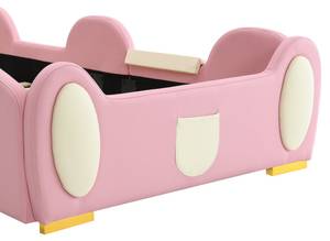 Kinderbett PUERGLOW Ⅰ Pink - Holzwerkstoff - Massivholz - Kunstleder - 98 x 92 x 210 cm