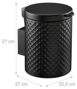 Kosmetikeimer Wandmontage 5 Liter Schwarz - Metall - Kunststoff - 21 x 27 x 27 cm