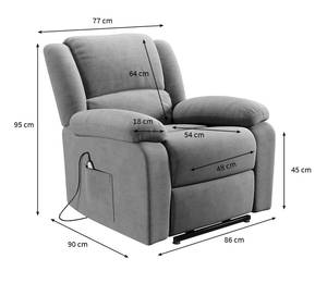 Fauteuil de Relaxation LEO Gris - Fonction relaxation - Avec aide au redressement