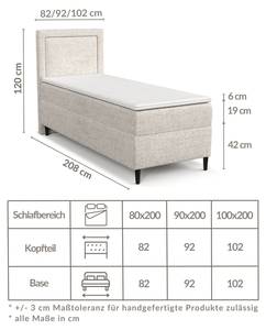 Boxspringbett Kallista Aschgrau - Breite: 90 cm - H2