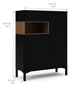 Sideboard Rosa Schwarz Schwarz - Holz teilmassiv - 89 x 119 x 36 cm