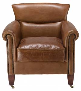 Fauteuil vintage en cuir marron Marron - Cuir véritable - 83 x 78 x 73 cm