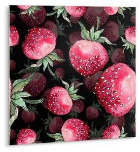 Selbstklebende Fliesen (9 St.) Erdbeeren Pink - Kunststoff - 30 x 30 x 1 cm