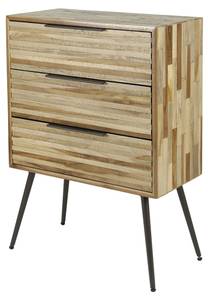 Sideboard Striped Teak Schwarz - Massivholz - 60 x 80 x 30 cm