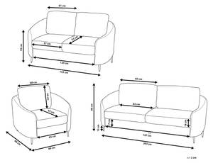 Set de canapés TROSA Doré - Blanc - Fibres naturelles - 86 x 88 x 203 cm