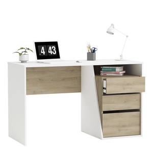 Bureau 3 Tiroirs Django Blanc - Bois manufacturé - 127 x 77 x 55 cm