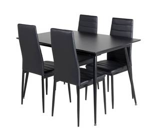 Essgruppe Silar 12 (5-teilig) Schwarz - Massivholz - 90 x 76 x 120 cm