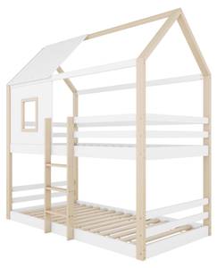 Etagenbett Melody Weiß - Holzwerkstoff - Massivholz - 95 x 213 x 205 cm